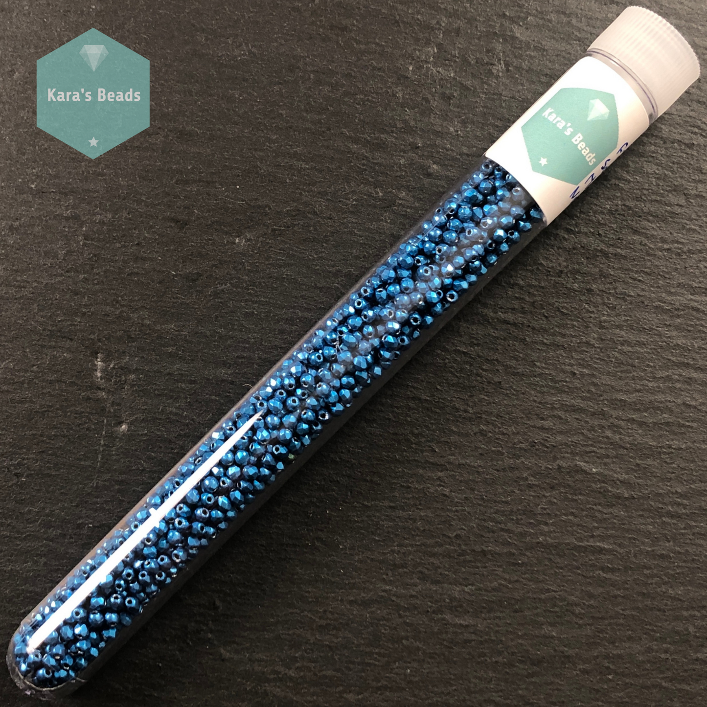 1200pcs Tube 2mm Fire Polish Saturated Metallic Nebulas Blue