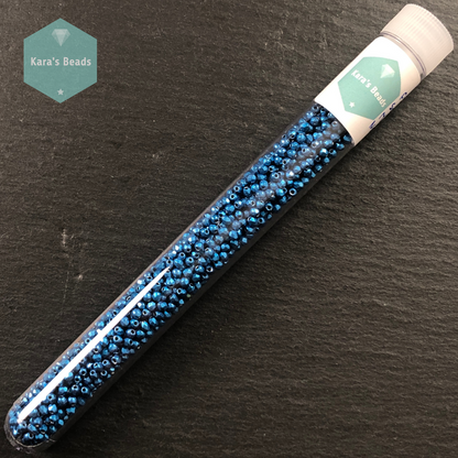 1200pcs Tube 2mm Fire Polish Saturated Metallic Nebulas Blue