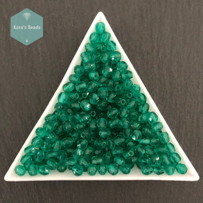 300pcs Tube 4mm Fire Polish Round Beads Emerald