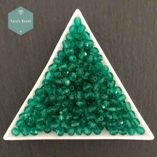 300pcs Tube 4mm Fire Polish Round Beads Emerald