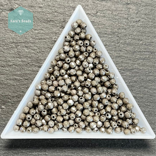 700pcs Tube 3mm Fire Polish Round Beads Chalk White Grey Luster