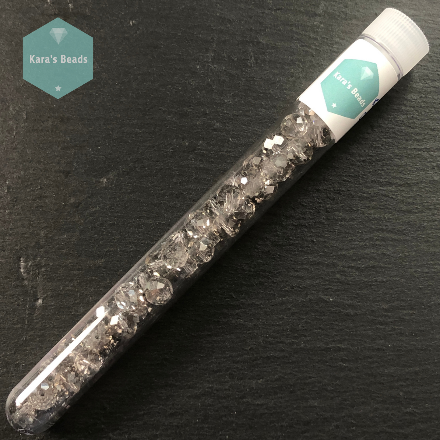 40pcs Tube 6x8 mm Rondelle Beads Transparent Grey Luster