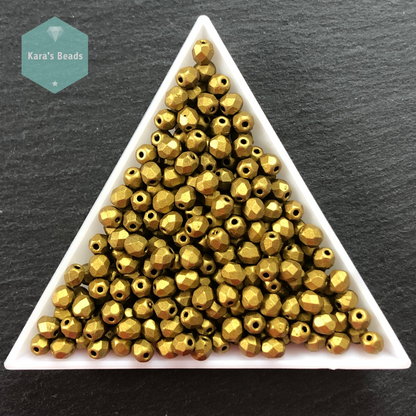 300pcs Tube 4mm Fire Polish 01720 Matte Metallic Aztec Gold