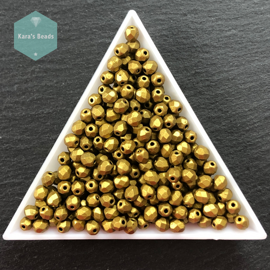 300pcs Tube 4mm Fire Polish 01720 Matte Metallic Aztec Gold