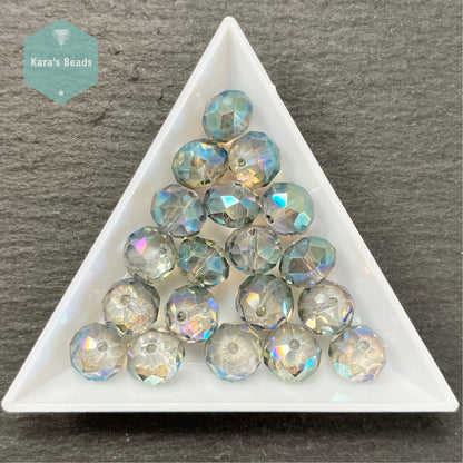 19pcs Tube 8x10 mm Rondelle Beads Blue Vitrail