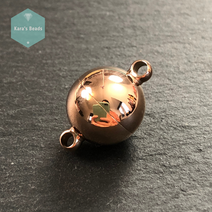 14 mm Rose Gold Stainless Steel Round Strong Magnetic Clasp 1 pc
