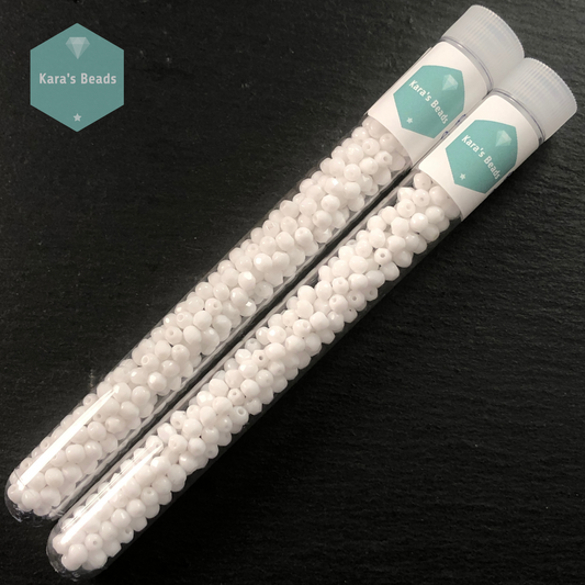 300pcs Tube 4mm Fire Polish 03000 Chalk White