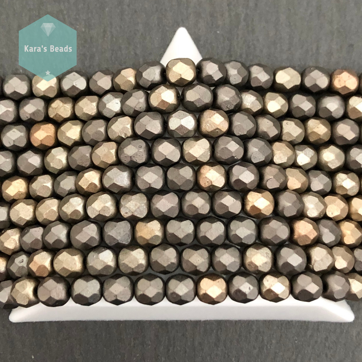 30 pcs String 6mm Fire Polish Grey Rainbow